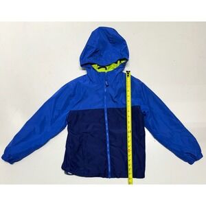 Eddie Bauer Kids Lined Hooded Rain Jacket Windbreaker Blue Yellow Size M 10 12